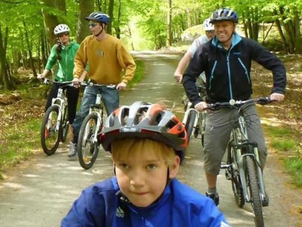 Cyklister i skogen